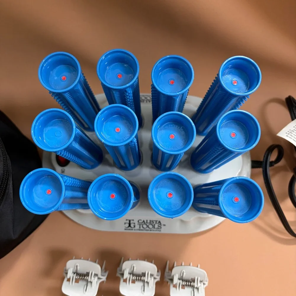 Calista Tools Ion Hot Long‎ Rollers Set 12 Blue Clips Travel Bag L12 Pageant